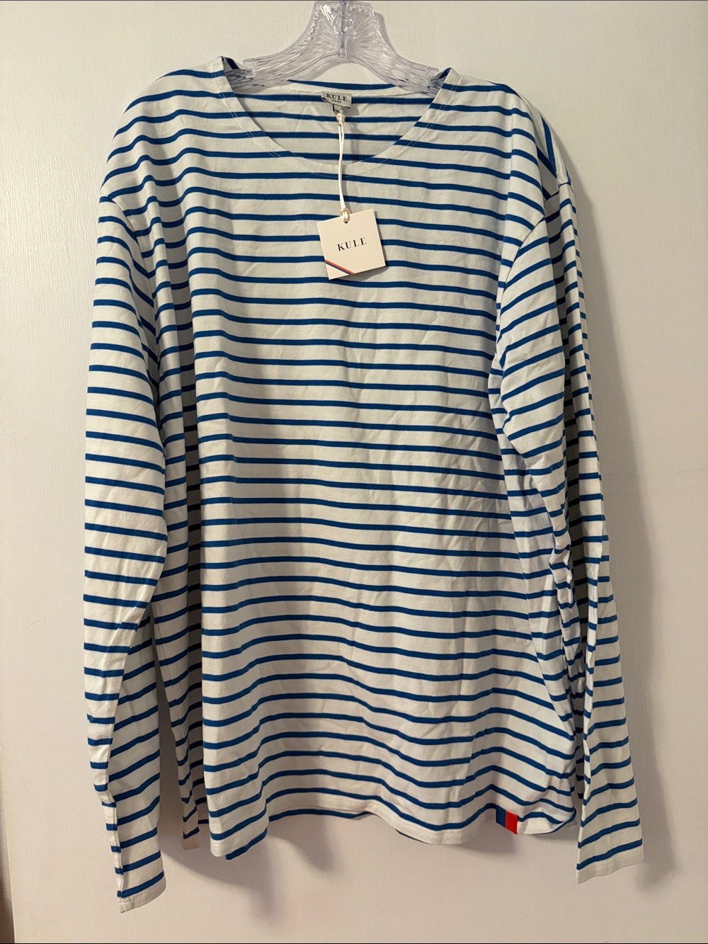 KULE Mister Long-Sleeve Striped Shirt White Blue XXL New Tags Men Preppy Cotton